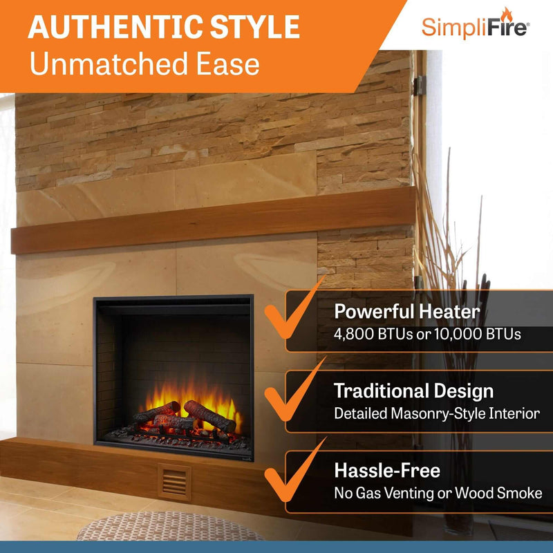 SimpliFire 30 - In Built - In Electric Fireplace w/ Trim Kit - Outside Town