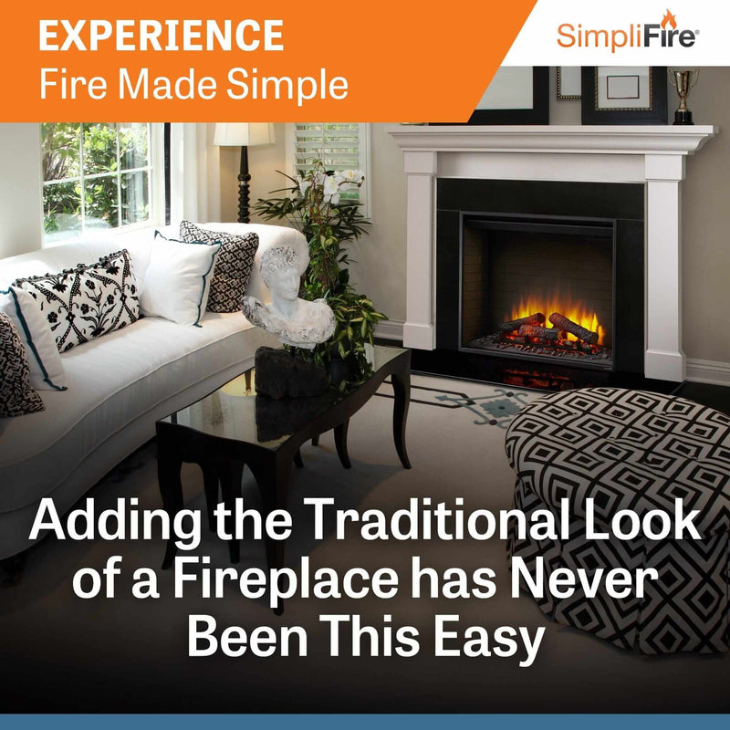SimpliFire 30 - In Built - In Electric Fireplace w/ Trim Kit - Outside Town