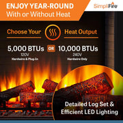 SimpliFire 30 - In Built - In Electric Fireplace w/ Trim Kit - Outside Town