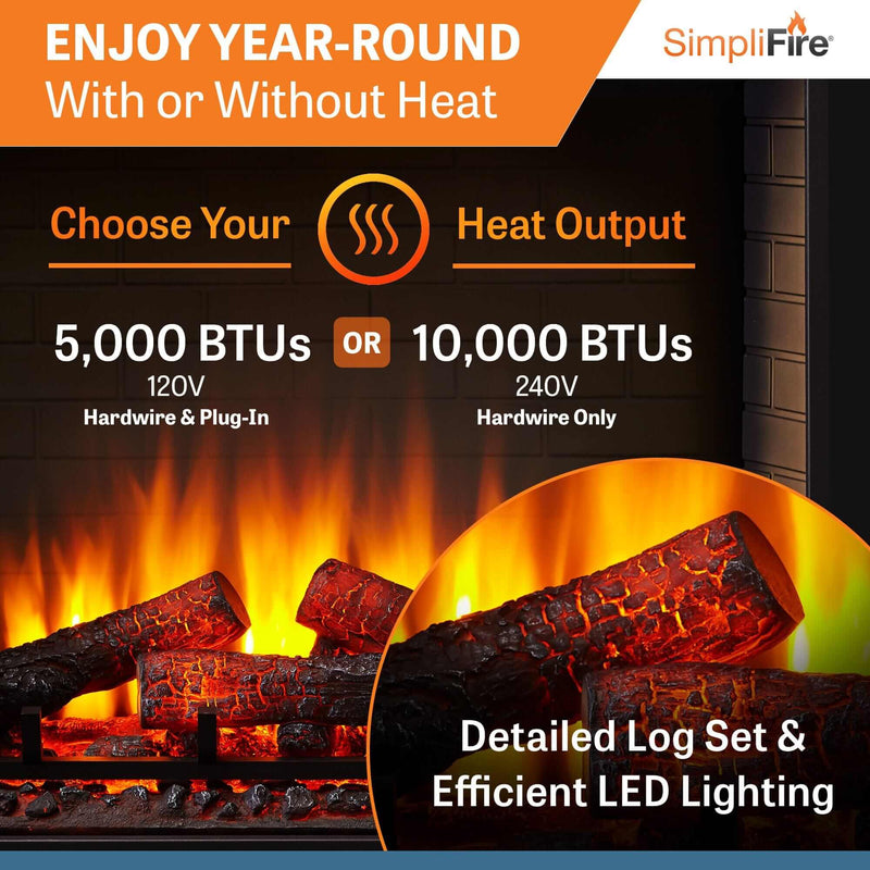 SimpliFire 30 - In Built - In Electric Fireplace w/ Trim Kit - Outside Town