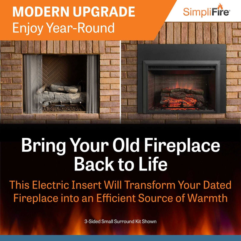 SimpliFire 32 - In Built - In Electric Fireplace Insert No Trim - Outside Town