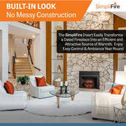 SimpliFire 32 - In Built - In Electric Fireplace Insert No Trim - Outside Town