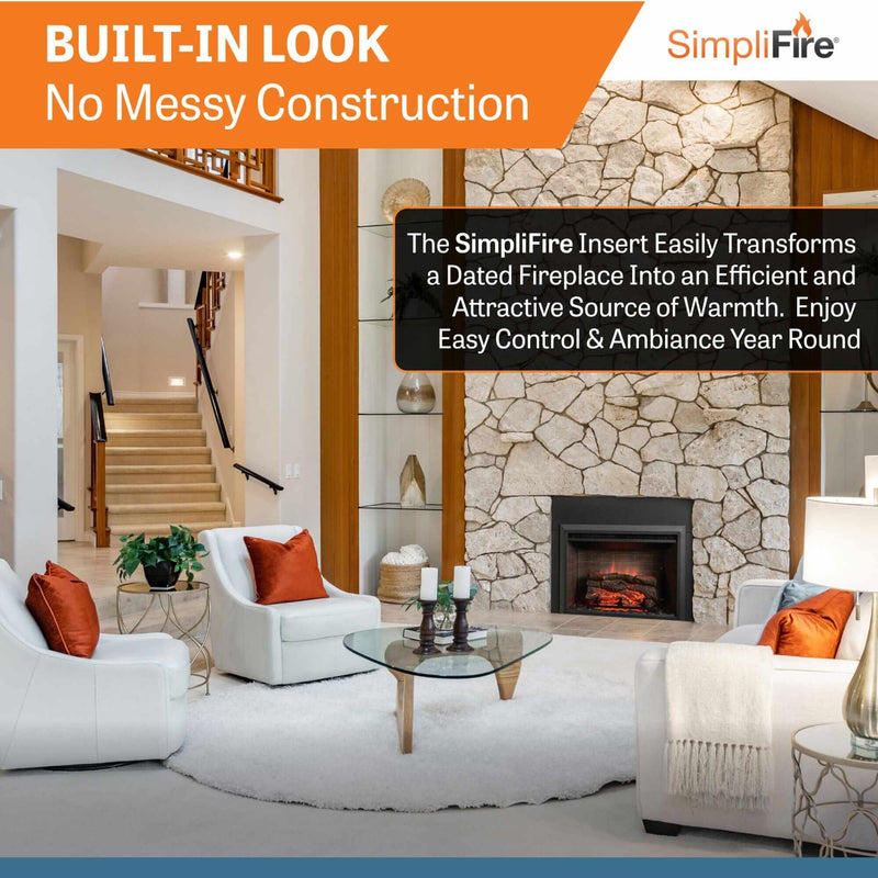 SimpliFire 32 - In Built - In Electric Fireplace Insert No Trim - Outside Town