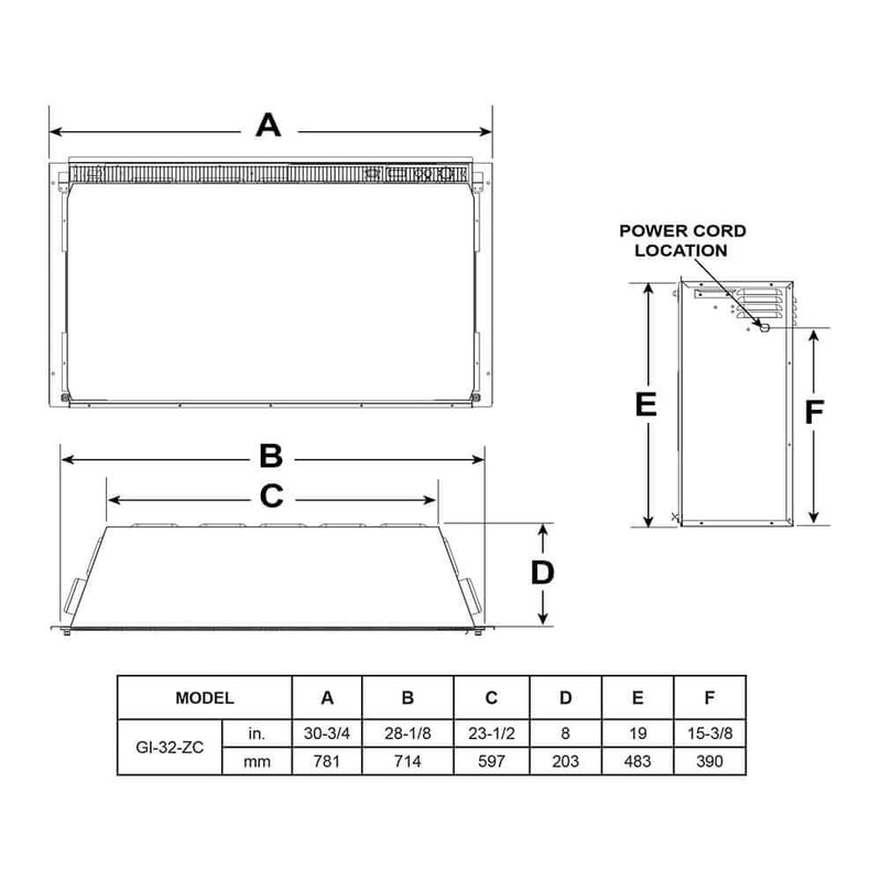 SimpliFire 32 - In Built - In Electric Fireplace Insert with Large Surround Trim - Outside Town