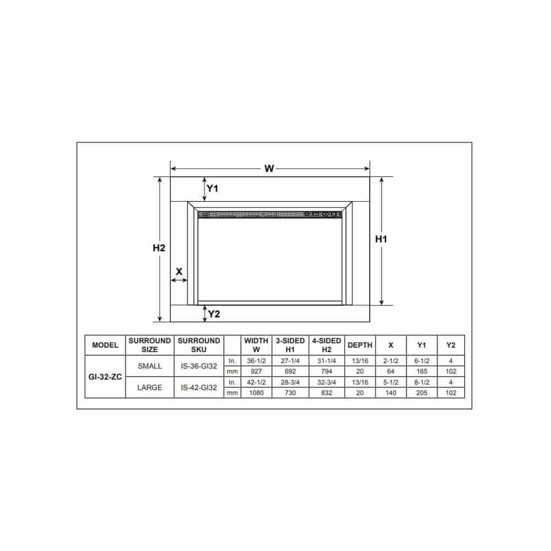 SimpliFire 32 - In Built - In Electric Fireplace Insert with Large Surround Trim - Outside Town