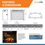 SimpliFire 36 - In Built - In Electric Fireplace - SF - BI36 - EB - Outside Town