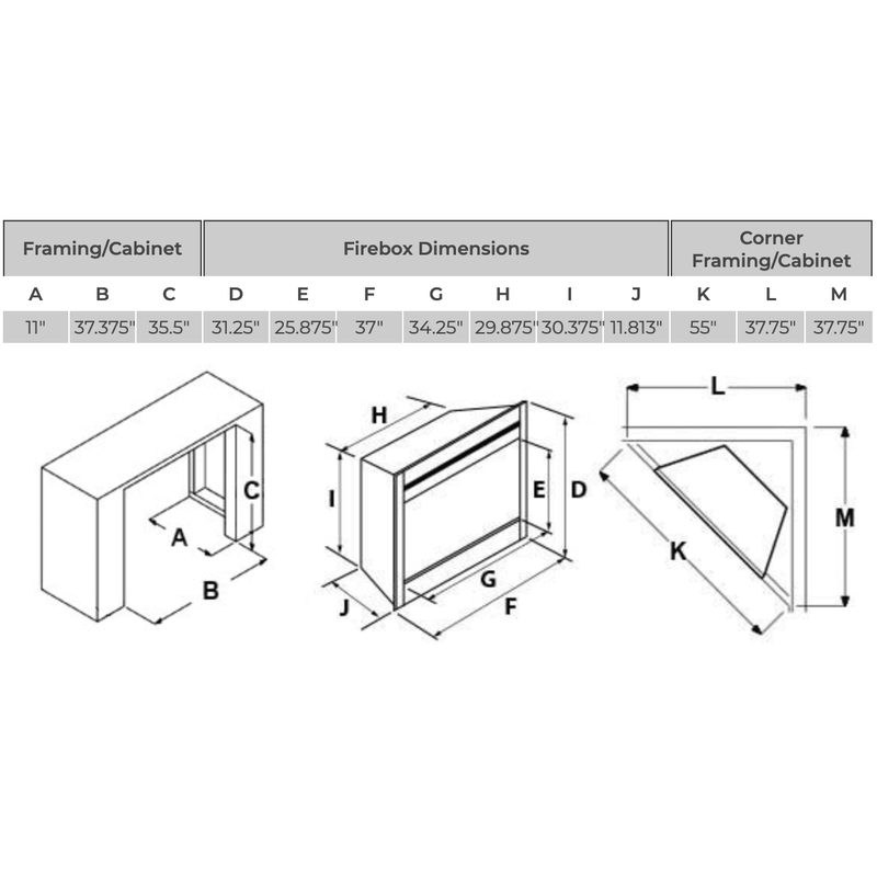 SimpliFire 36 - In Built - In Electric Fireplace - SF - BI36 - EB - Outside Town