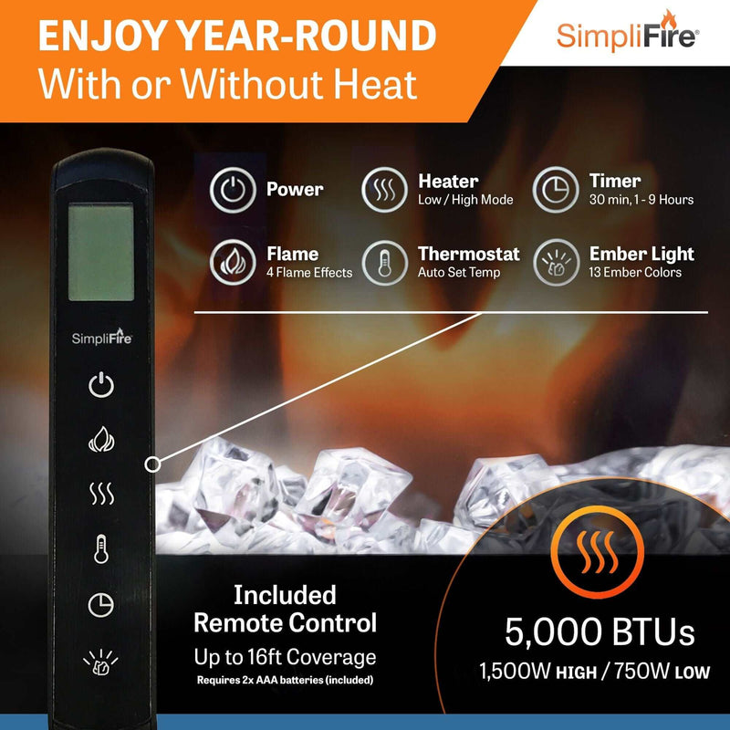 SimpliFire 50 - in Allusion Platinum Wall Mount Electric Fireplace - Outside Town