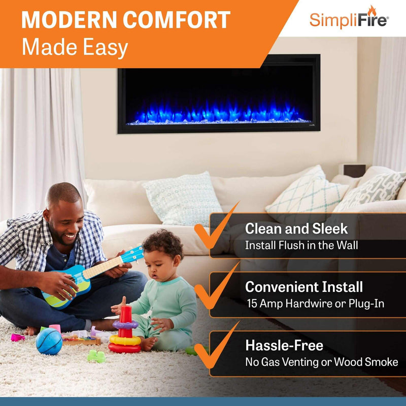 SimpliFire 50 - in Allusion Platinum Wall Mount Electric Fireplace - Outside Town