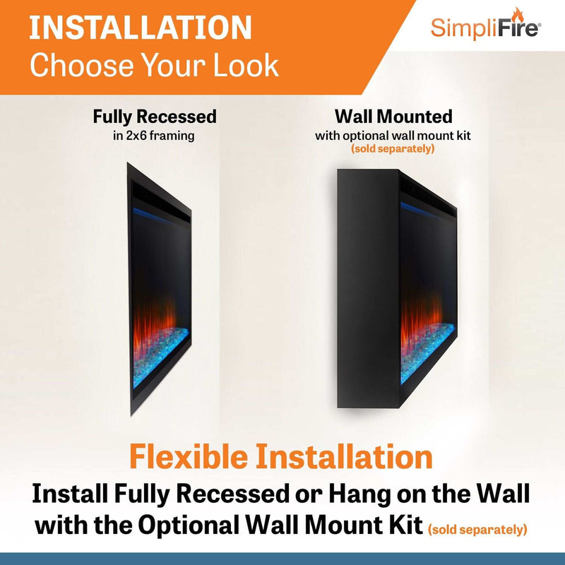 SimpliFire 60 - in Allusion Platinum Wall Mount Electric Fireplace - Outside Town