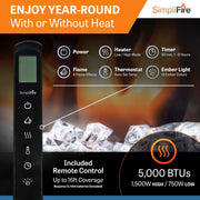 SimpliFire 60 - in Allusion Platinum Wall Mount Electric Fireplace - Outside Town