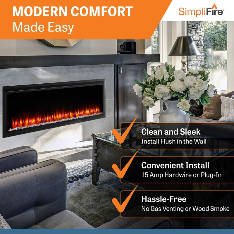 SimpliFire 60 - in Allusion Platinum Wall Mount Electric Fireplace - Outside Town