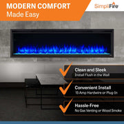 SimpliFire 72 - in Allusion Platinum Wall Mount Electric Fireplace - Outside Town