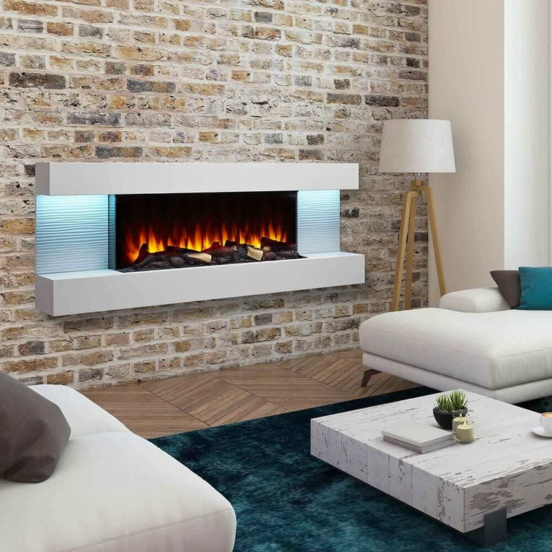 SimpliFire Format Floating Mantel Wall Mount Electric Fireplace - Outside Town