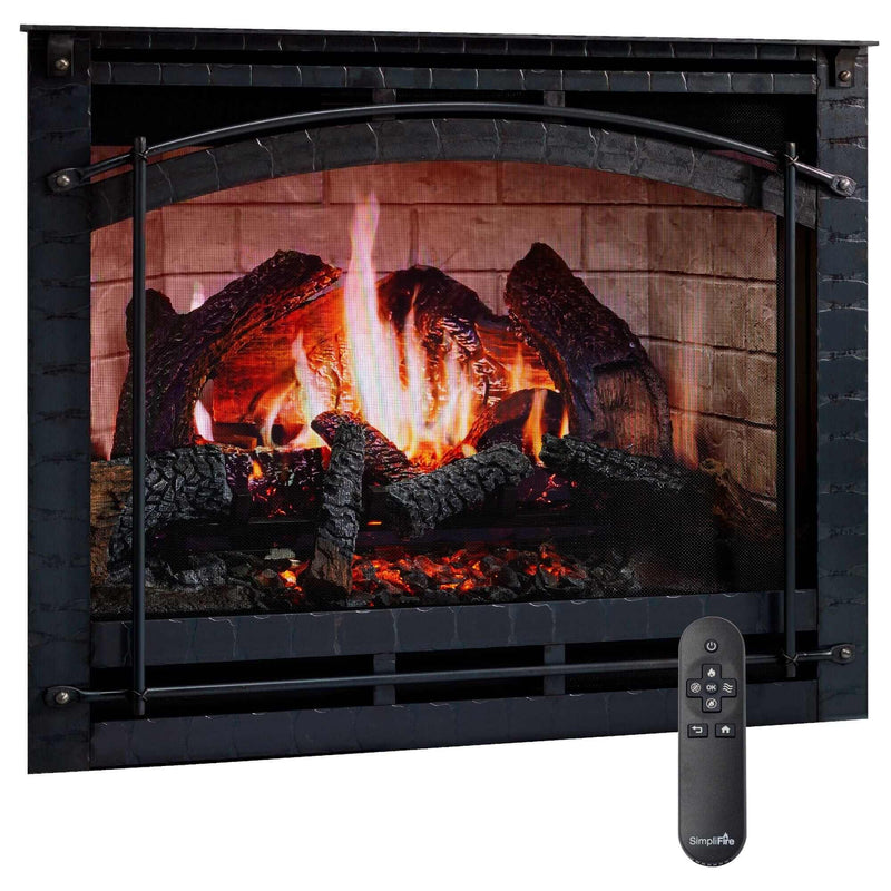 SimpliFire Inception 36 - in Electric Fireplace with Chateau Forge Decorative Front - Outside Town
