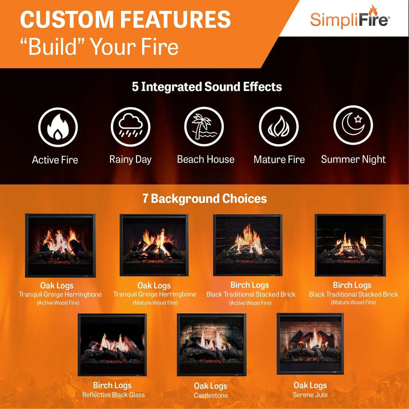 SimpliFire Inception 36 - in Electric Fireplace with Halston Decorative Front - Outside Town