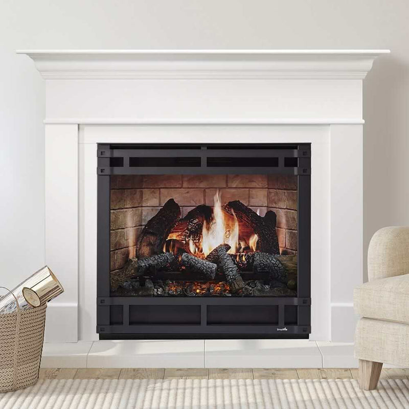 SimpliFire Inception 36 - in Electric Fireplace with Wescott Mantel & Halston Decorative Front - Outside Town