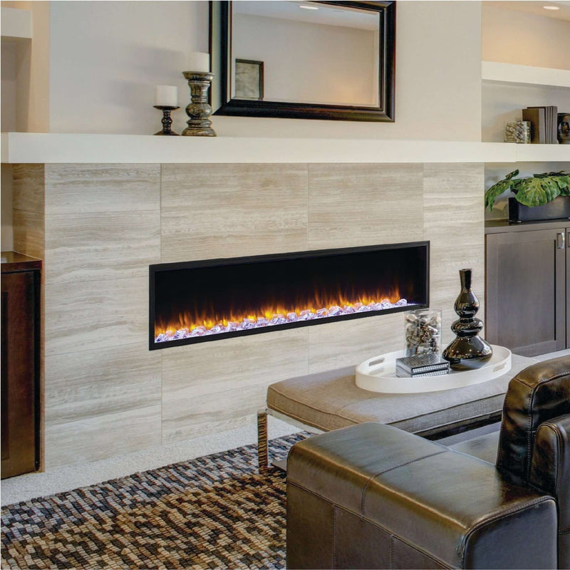 SimpliFire Scion 55 - Inch Linear Recessed Smart Electric Fireplace - Outside Town