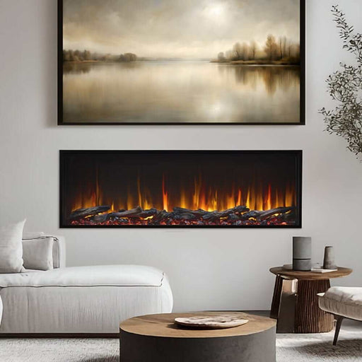 SimpliFire Scion 55 - Inch Linear Recessed Smart Electric Fireplace - Outside Town