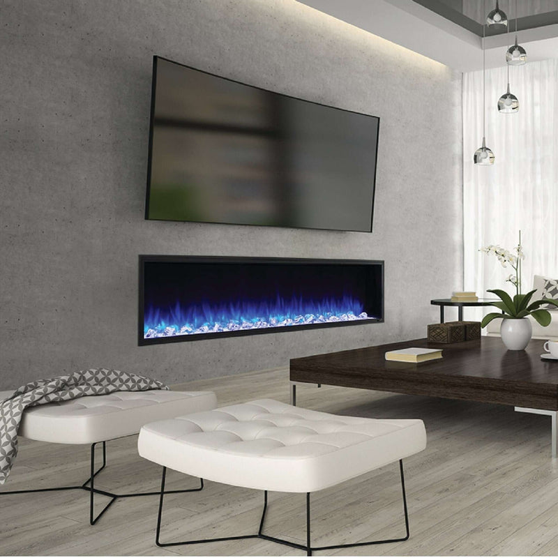 SimpliFire Scion 55 - Inch Linear Recessed Smart Electric Fireplace - Outside Town