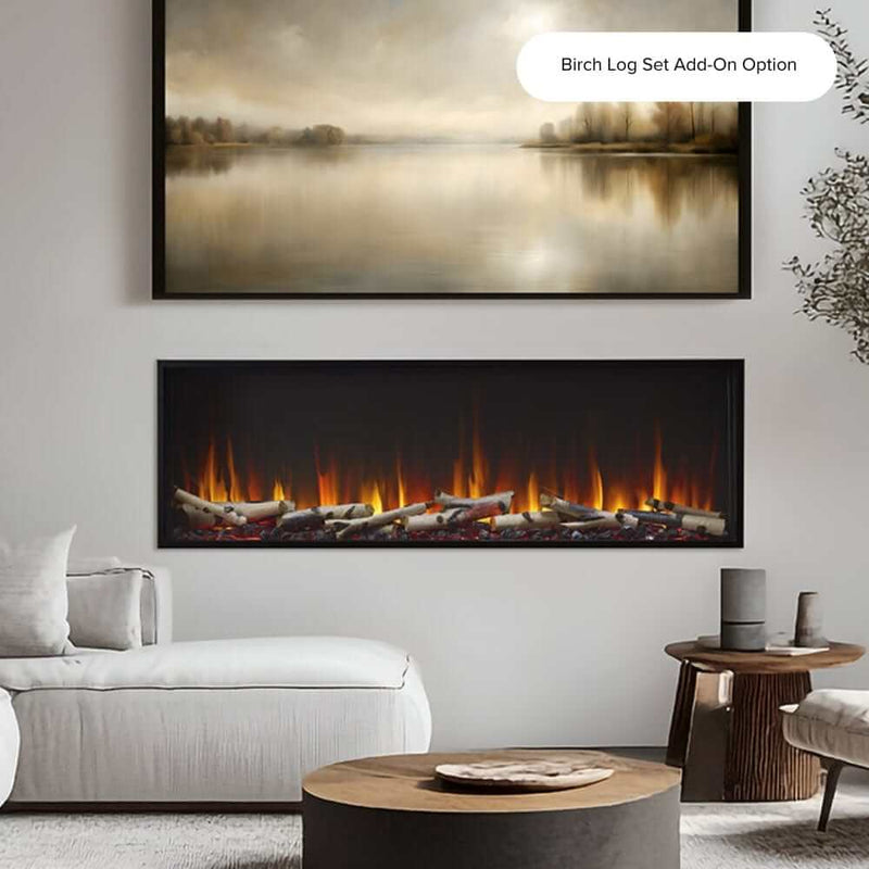 SimpliFire Scion 55 - Inch Linear Recessed Smart Electric Fireplace - Outside Town