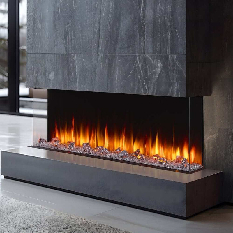 SimpliFire Triton 65 - Inch Multi - View Smart Electric Fireplace - Outside Town